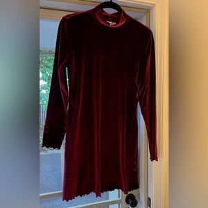 Abound Velvet Dress in Deep Red